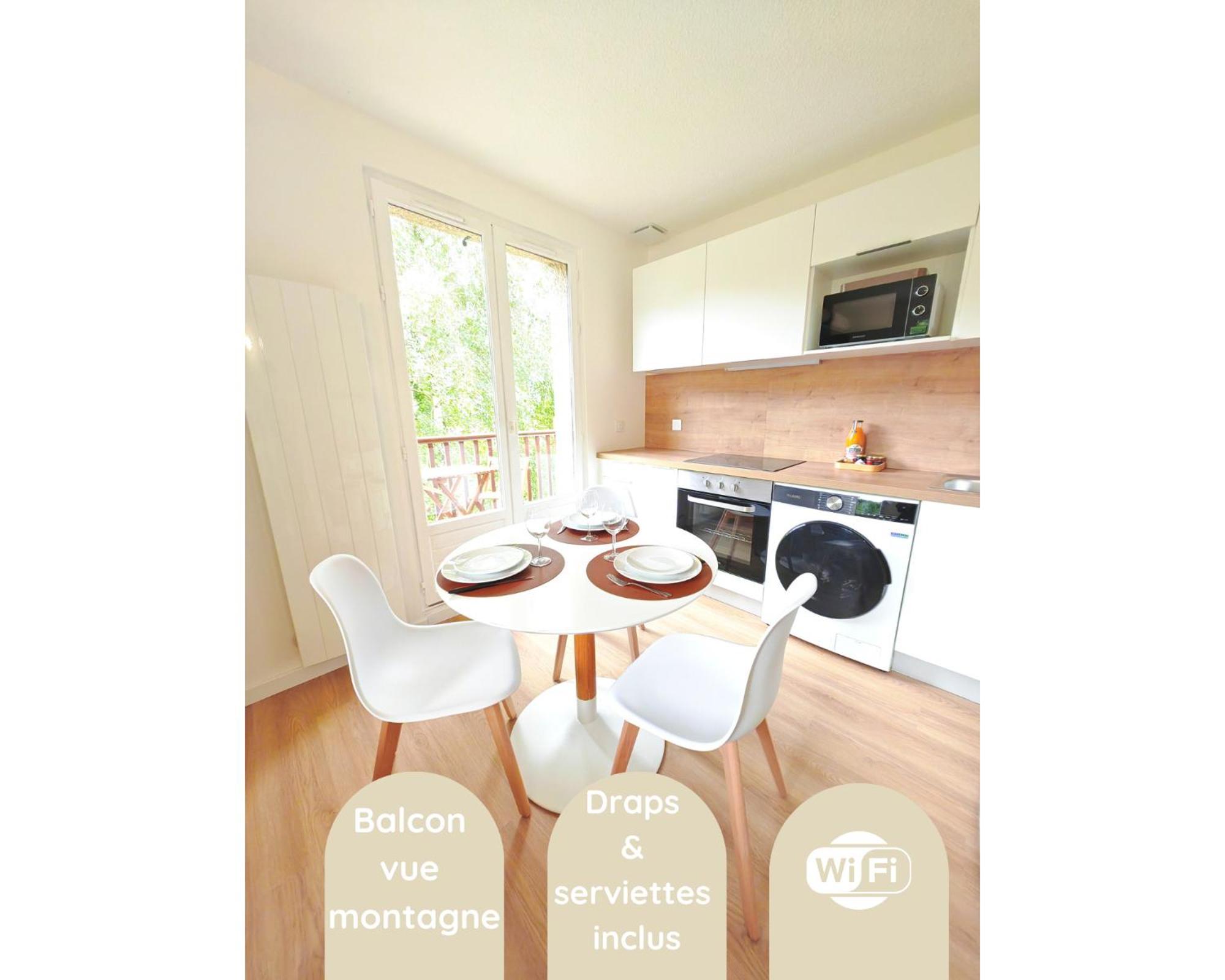 L'Ecrin Paisible - Balcon Sur Ruisseau, Vue Montagne & Parking Apartment Bielle ภายนอก รูปภาพ